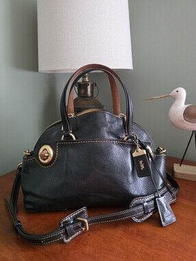 Coach Outlaw 36 38190 Satchel Black Polished Grain Leather Bag 1941